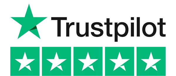Logo: Trustpilot med fem stjerner